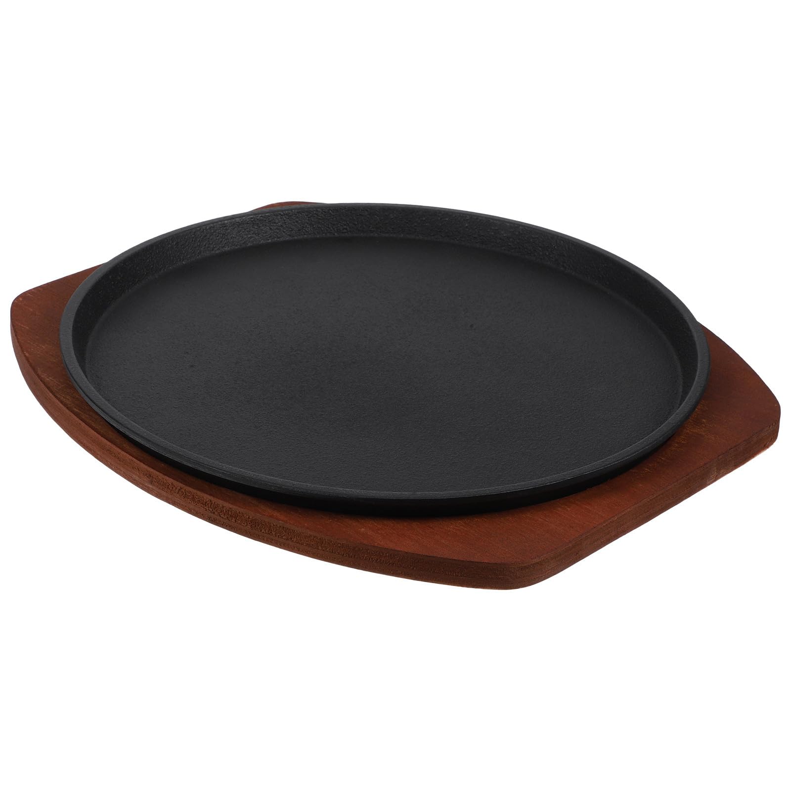 ULTECHNOVO Piastra per Grigliare la Bistecca e Riscaldamento Uniforme in Ghisa Design Compatto Base in Legno per Cucina e Barbecue