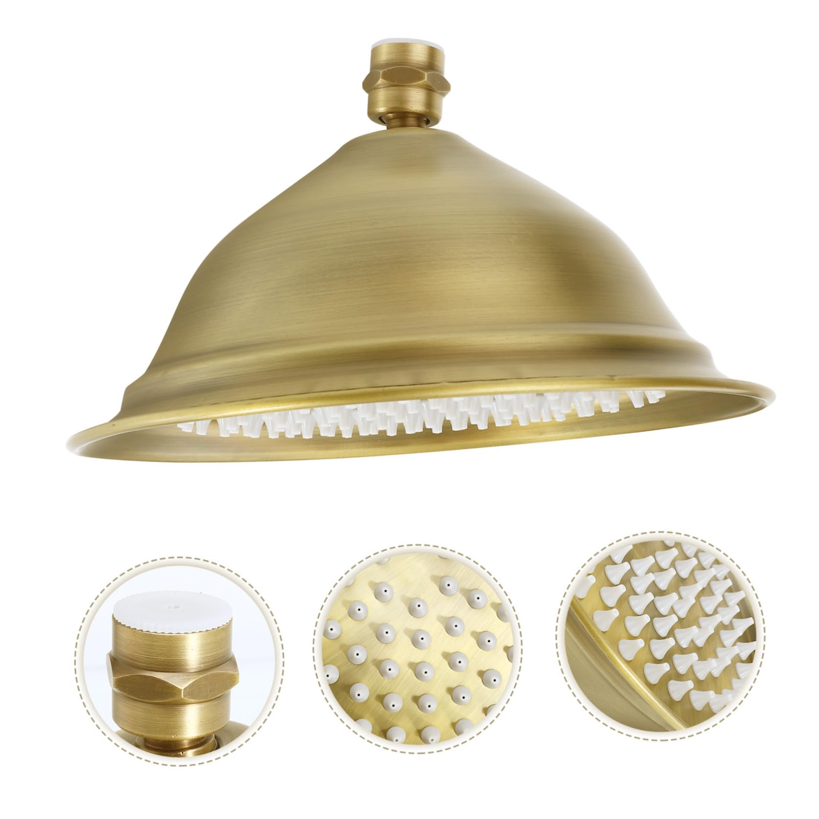 Alipis Cabezal de Ducha de Techo Marrón Boquilla de Ducha de Techo, Acero Inoxidable, 8 Pulgadas Antióxido, Baño Cómodo para Baño y Hogar