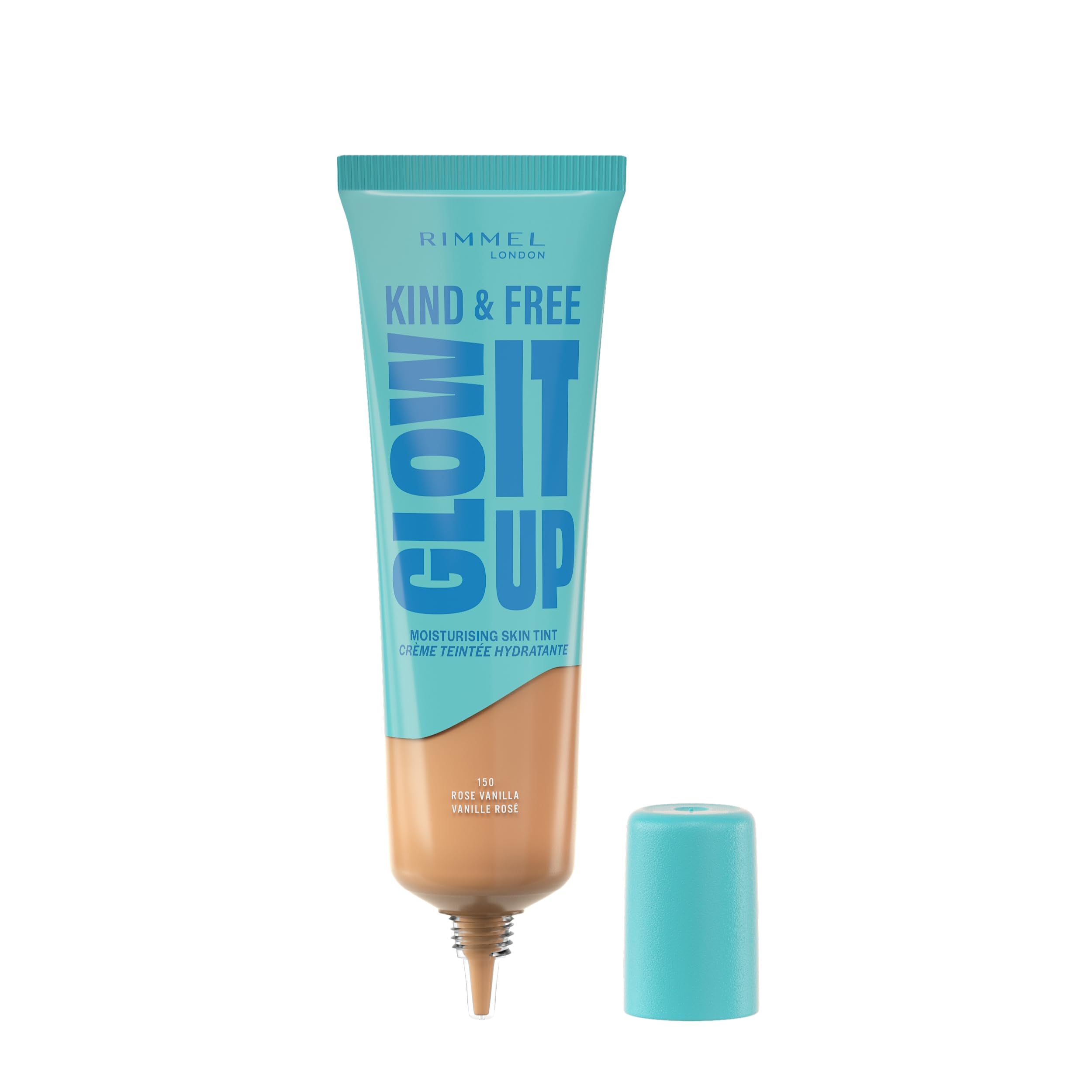 Rimmel Kind & Free, Glow It Up Moisturising Skin Tint, 150, Rose Vanilla, Healthy Glow, Blurs Imperfections
