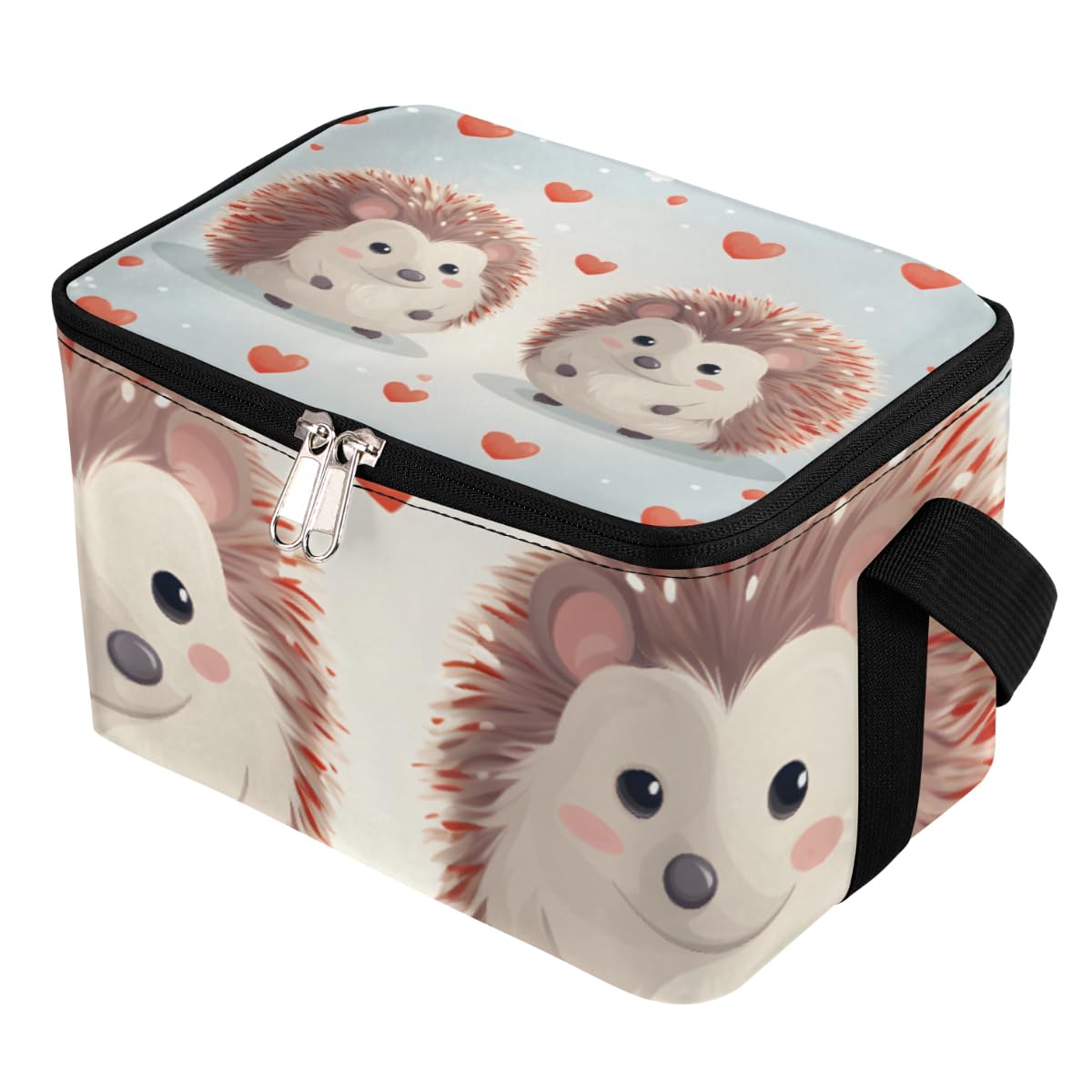 GzLeyigou Lunch Bags for Women Men 9 Cans,Hedgehog Hot & Cold Food Delivery Bag Insulated Grocery Bag Insulated Lunch Box Cartoon Animals Cooler Bag for Office Work Picnic Beach