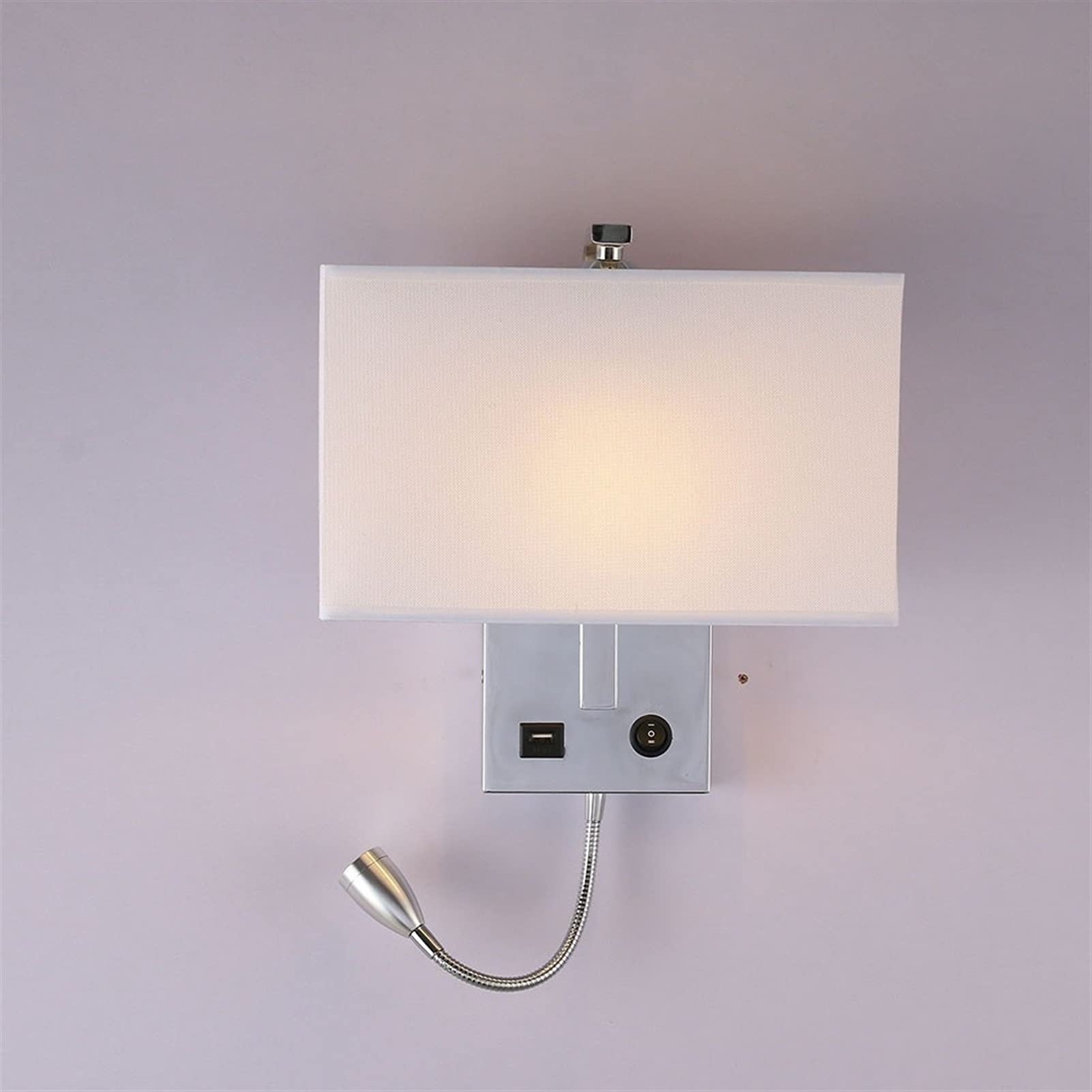 IVEKYKIBC European Wall Light American Lamp - LED Reading with USB Charging Head Bedroom Bedside Retro Industrial Home Decoration Le27 Lighting Sconce Ligh(Bianco)