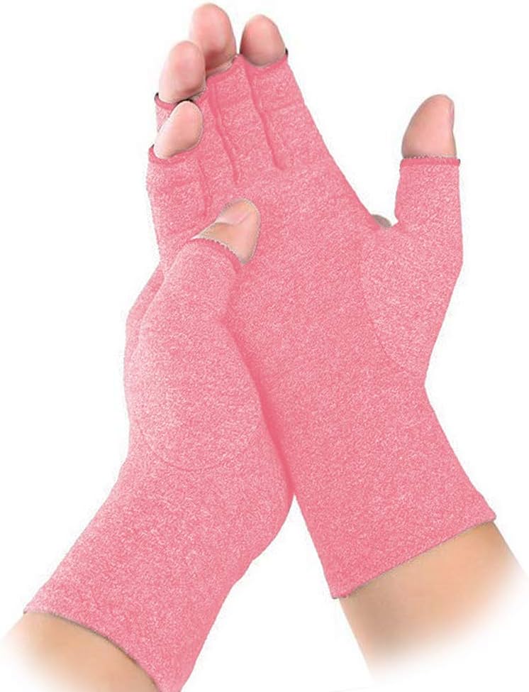 FITTOO Non-Slip Copper Arthritis Gloves Comfy Fit, Breathable & Moisture Wicking Fabric, Men & Women Open Finger Hand Compression Gloves for Joint Pain Symptom Relief, Ease Muscle Tension - L …
