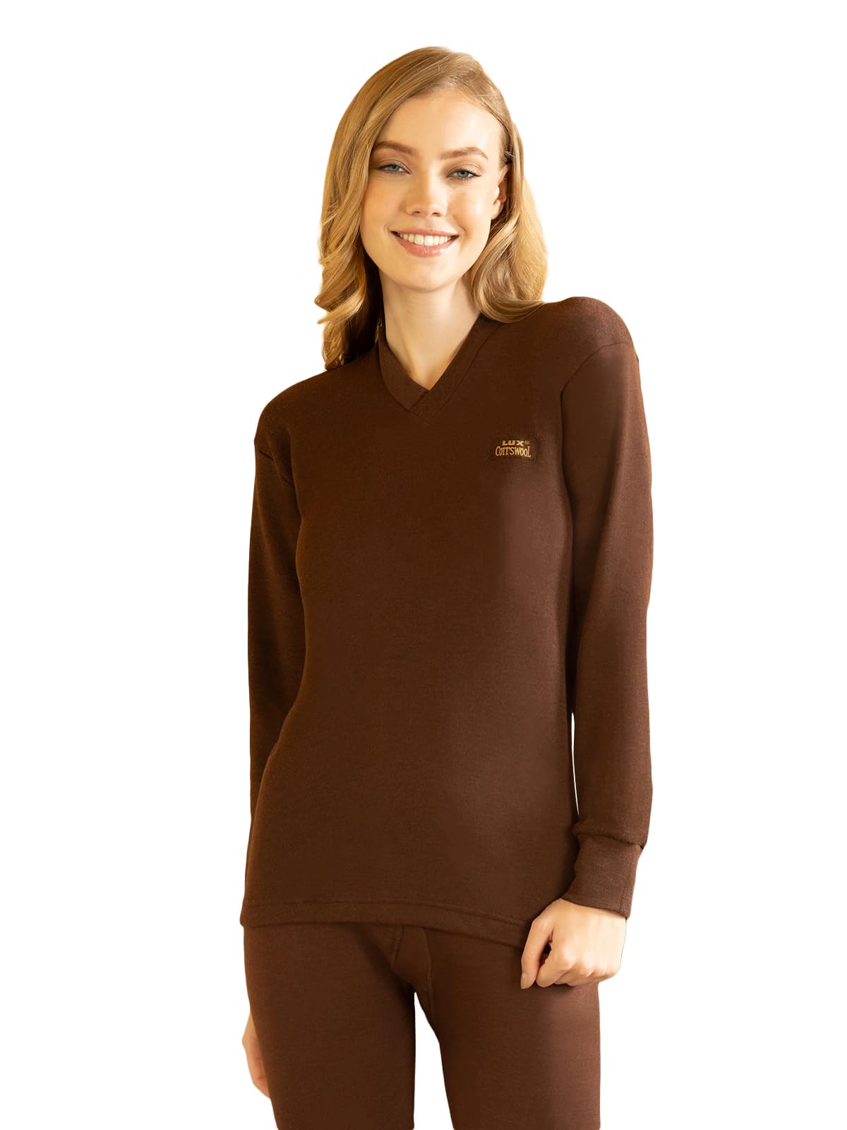 Lux Cott's WoolV Neck Full Sleeves Womens Thermal Top