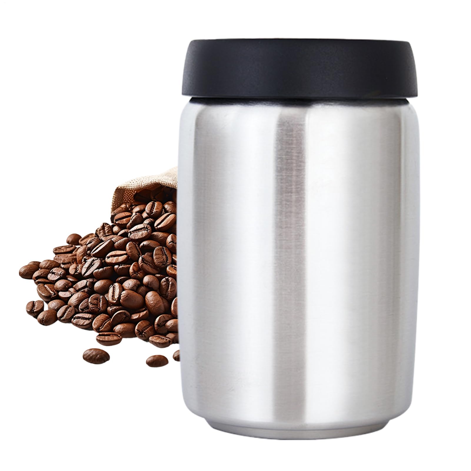 Contenitore ermetico per caffè in acciaio , design a collo largo, opaco | Barattolo per chicchi di caffè, in acciaio inox, per alimenti, cereali, zucchero, tè, noci, farina