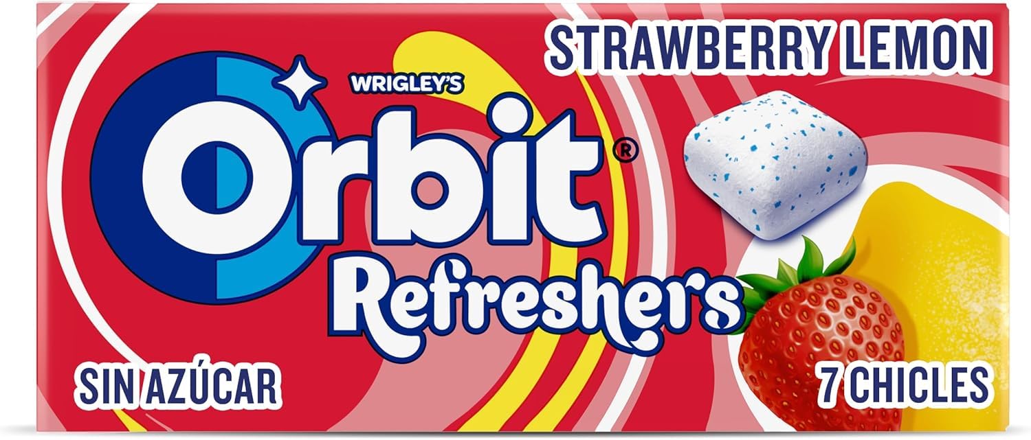 Orbit Refreshers Fresa Limón Handypack Chicles Sin Azúcar en grageas, 16x7uds