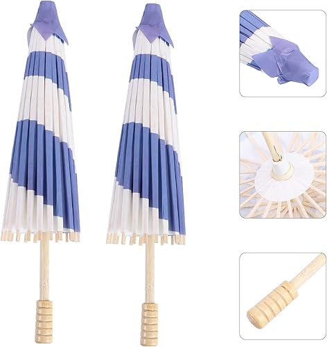 Miniatura 6 de VALICLUD Sombrilla de papel de aceite, sombrilla china hecha a mano, sombrilla de papel con patrón de flores, sombrilla con mango de madera,