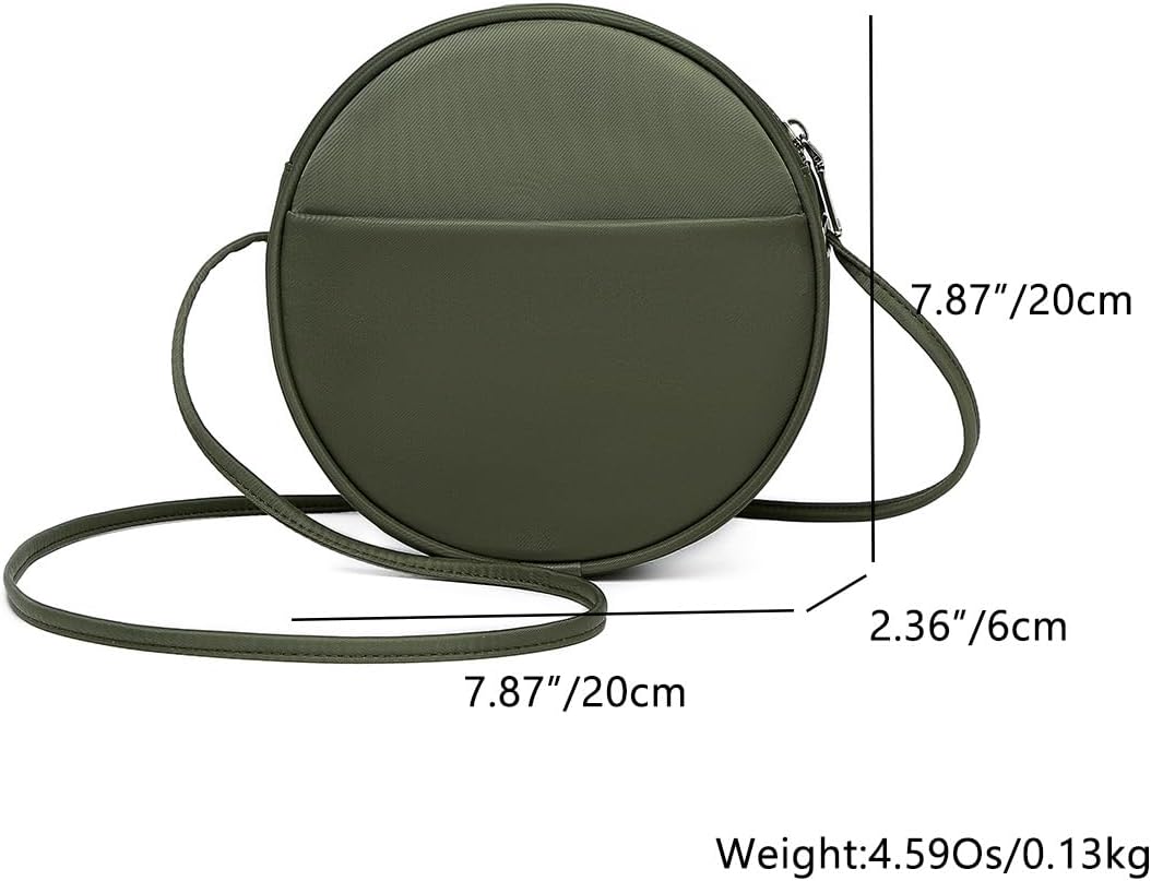 Circle Crossbody Bag for Women NYLON Circle Purse with Zipper Adjustable Knot Shoulder Straps - Image 2