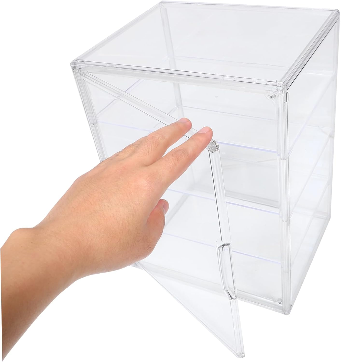 Sosoport 4-Tier Adjustable Pastry Display Case with Magnetic Door Food Safe Bread Storage for Kitchen Countertop for Muffins and Bagels