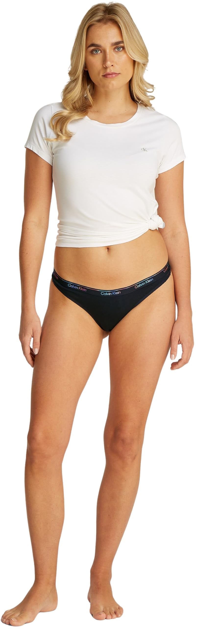 Calvin Klein Damskie stringi, Multi (Black/White/Black/Gry Htr/White), L