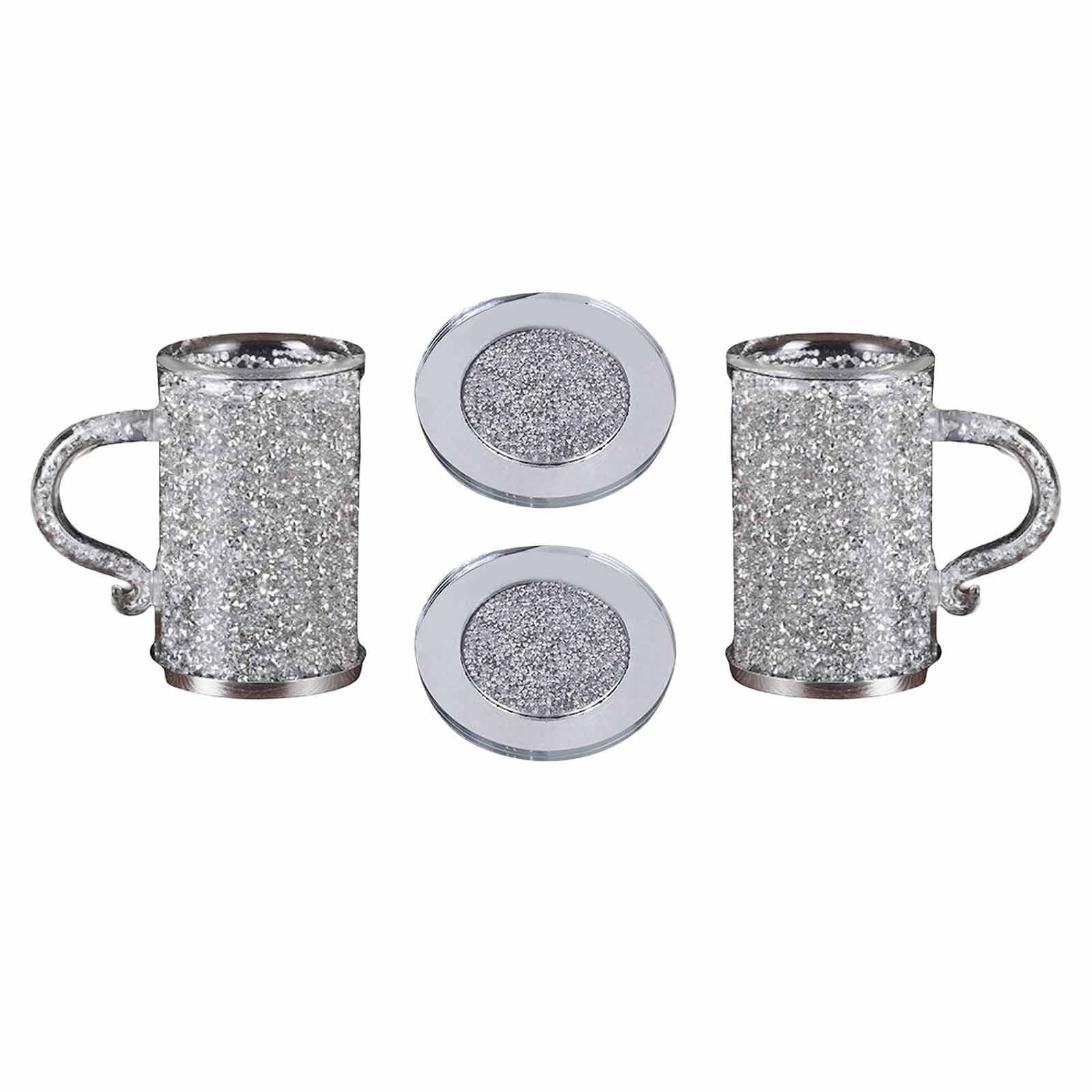 Jazuaiao Glass Coffee Cup with Handle Double Wall Insulated Coffee Cups Juices Drinking Cups Drinkware Easy to Clean Glass Mug