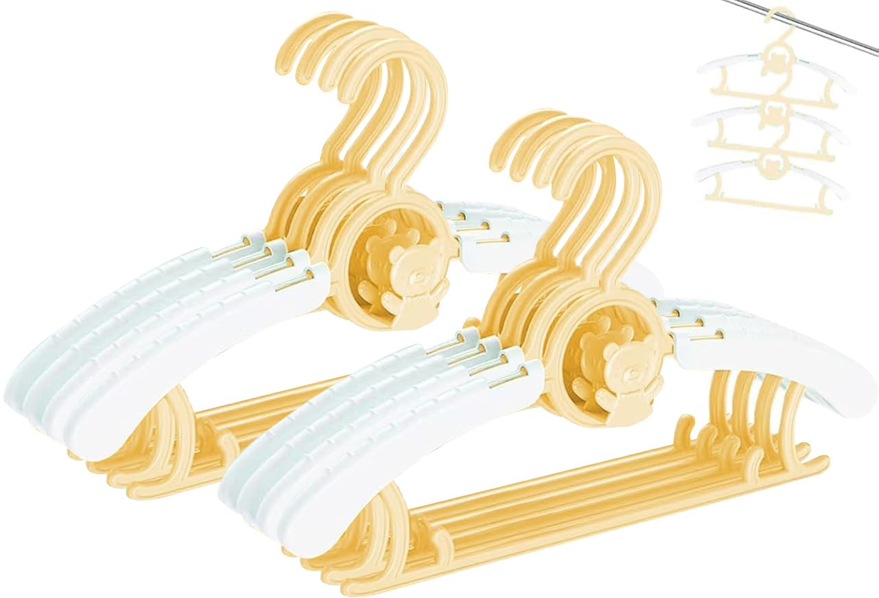 Voroly Baby Closet Hangers Ultra-Thin Non-Slip and Extendable Laundry Infant Pant Hanger for Newborn Clothes for Gift Adjustable Children Coat Hanger for Girl Boy Toddler Kids Child (8, Yellow)-image-7