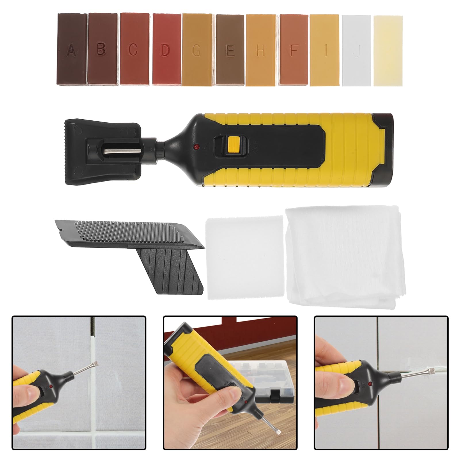 Kit de Reparación de Suelos Laminados 1 Juego Bloques de Cera | Restauración Rápida para Muebles y Parquet, Abs y Cera, Formas Adorables y Acabado de Excelente Artesanía