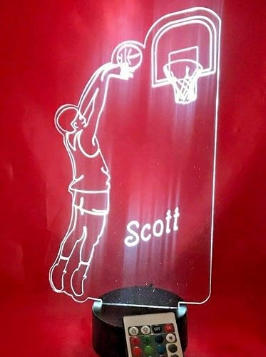 Lámpara de mesa con luz LED para jugador de baloncesto, con control remoto, 16 opciones de color diferentes, atenuador, es WOW, gran regalo