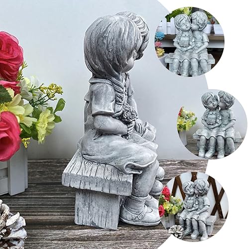 Miniatura 8 de Yardwe Accesorios para el hogar, decoración de niño besando niña, figura de resina para interiores y exteriores, besos, pareja, escultura de jardín,