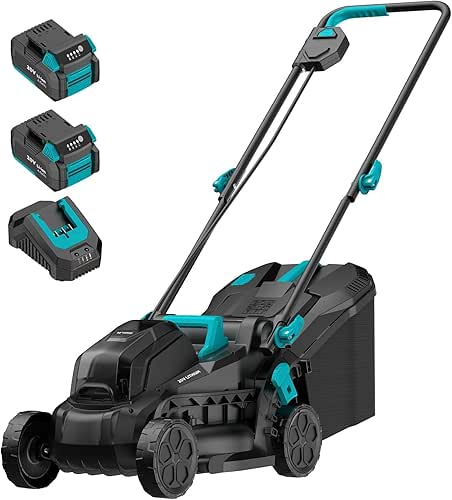 Electric Lawn Mower with Brushless Motor, 20V 13.2 inch Cordless