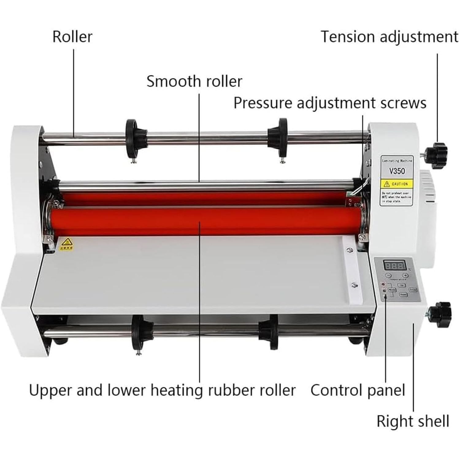 Laminator 350mm, Laminator Na Zimno, Jedno- I Dwustronny Laminator Na Zimno Do Papieru, Kartonu, Forniru, Folii Pvc, WyśWietlacz Cyfrowy I Zabezpieczenie BezpieczeńStwa