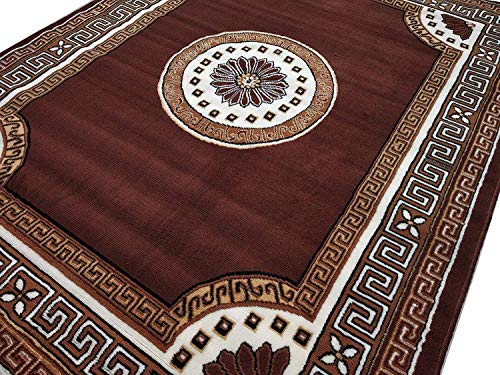 Image of BCF Area Rug 6X8 feet, Brown HB26 Carpet for Home Decor | Easy to Clean, Anti-Skid Ideal for Living Room, Bedroom, Hall