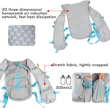 Hydration Backpack, Geila Running Hydration Vest, Marathon Trail Running Backpack, Breathable Rucksack Outdoors Sport Marathoner Running Vest, Light Water Backpack