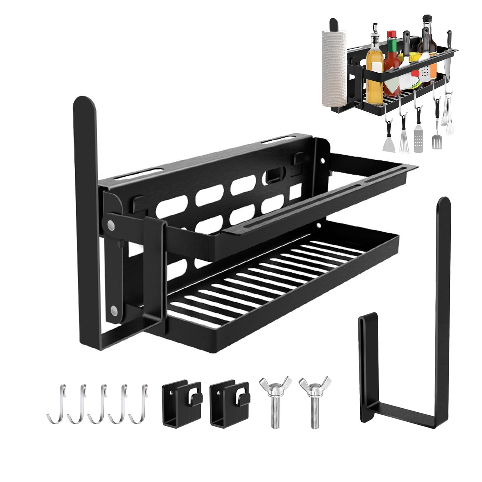 Generico Organizer für Grill, Behälter für Grill, Grillutensilien, für Schaufeln, Handtücher, Gewürze, Utensilien, Ölflaschen und Spatel für den Außenbereich