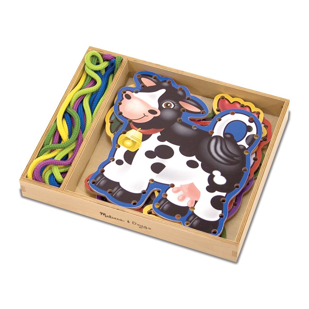 Melissa & Doug – Panneaux Bois Lacements Animaux Domestiques – 5 Planches + 5 Lacets – Activité Motricité – Dès 3 Ans – Cadeau Fille Garçon