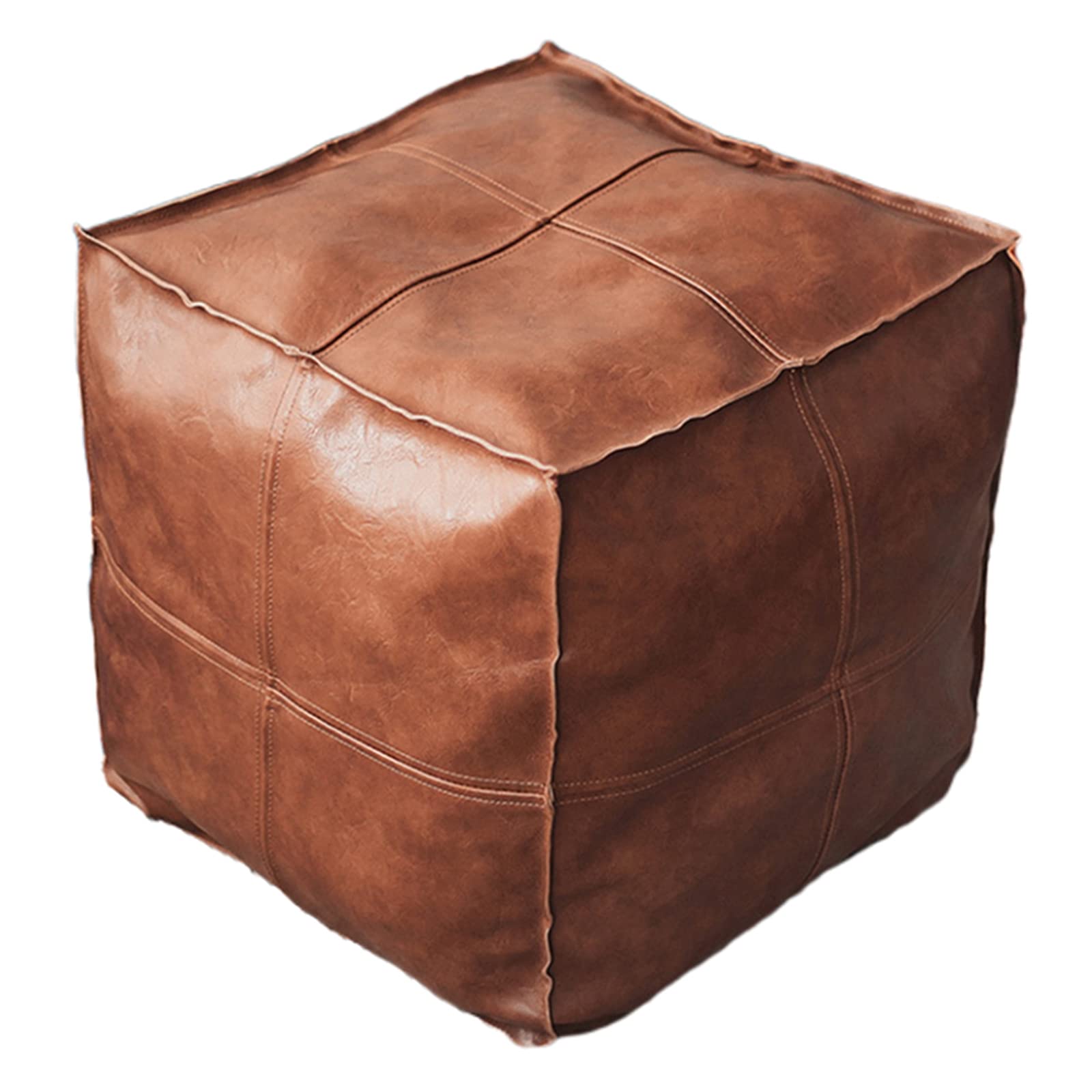 LOVIVER PU- marokkanischen Hockerbezug Hassock Storage Ottoman Raumdekoration Aufenthaltsraum, eckig braun