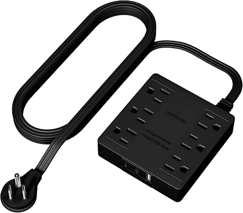 Miniatura 14 de LIDER Extensor de salida protegido contra sobretensiones, regleta de alimentación de 4 salidas, USB tipo A de 21 W y 2 puertos USB tipo C, enchufe