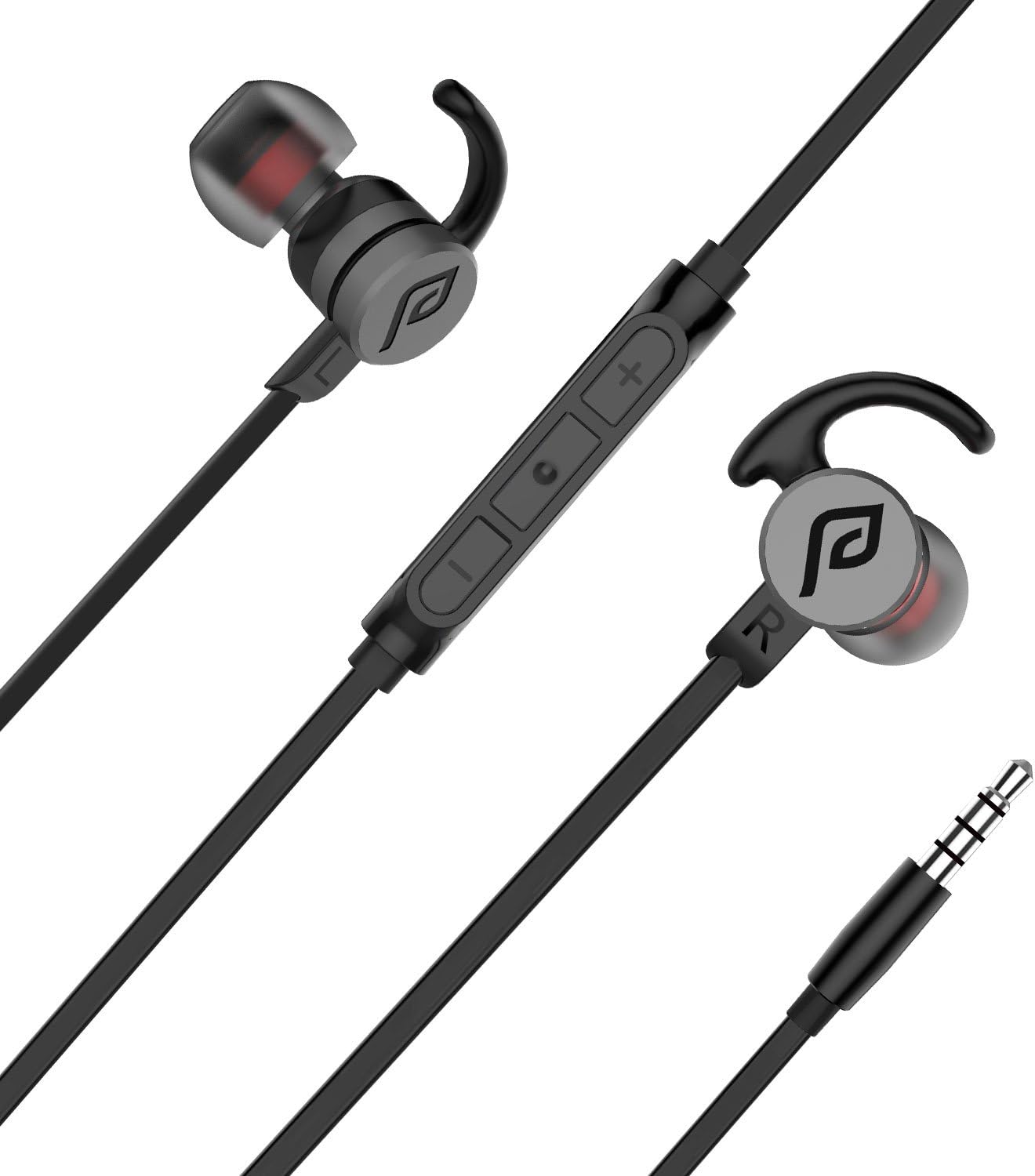 Wired earbuds, Parasom M2 PH Magnetic In-ear Stereo earphones, 3.5mm handsfree sports headphones with mic & volume control for Android/IOS (Black)