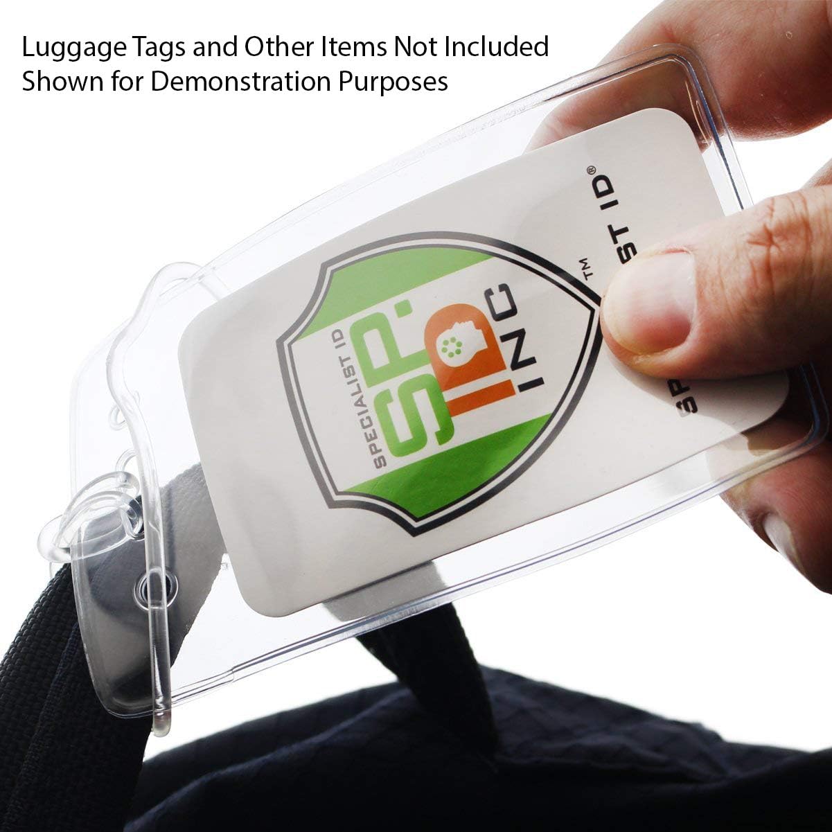 Bulk 500 Pack - 6 Inch Premium Clear Plastic Luggage Tag Holder/Worm Loops for Bag Tags, by Specialist ID