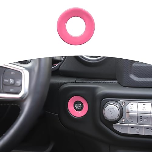 RT-TCZ JL - Adhesivo para cubierta de botón de arranque y parada, accesorios interiores color rosa para Jeep Wrangler JL JLU Gladiator JT 2018 y en