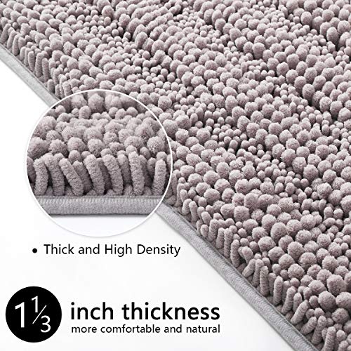 Deartown Non-Slip Shaggy Bathroom Rug,Soft Microfibers Bath Mat With Water Absorbent, Machine Washable (27.5X47 Inches, Silver Grey) #TOP2