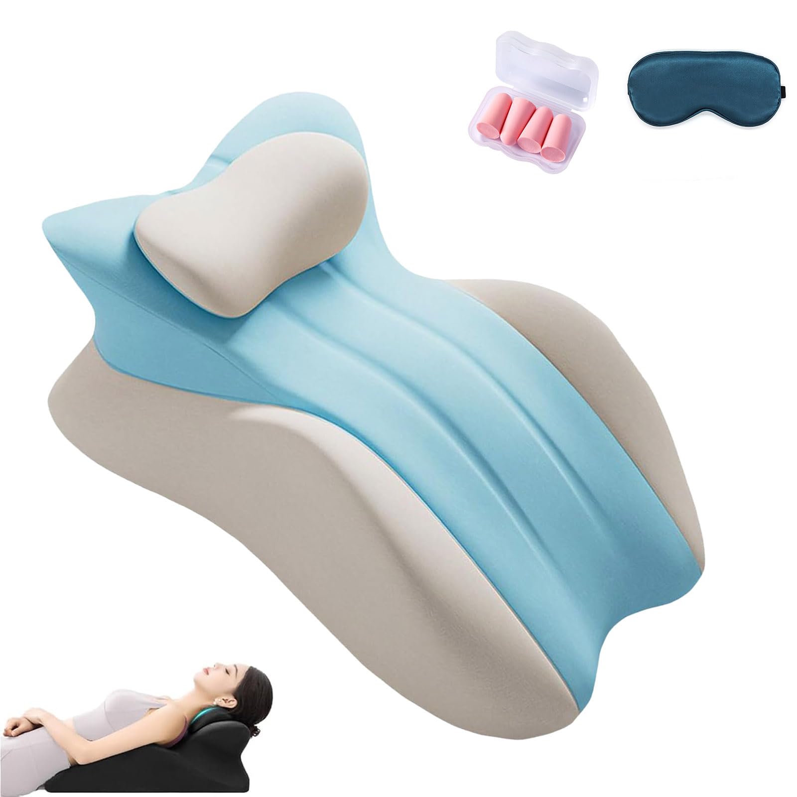 Almohada Sweet Spot, Discreta Almohada De CuñA para Parejas, CojíN Sexual con PosicióN 27°, Almohada De CuñA De Espuma ViscoeláStica con Funda Lavable (Gris-Azul)