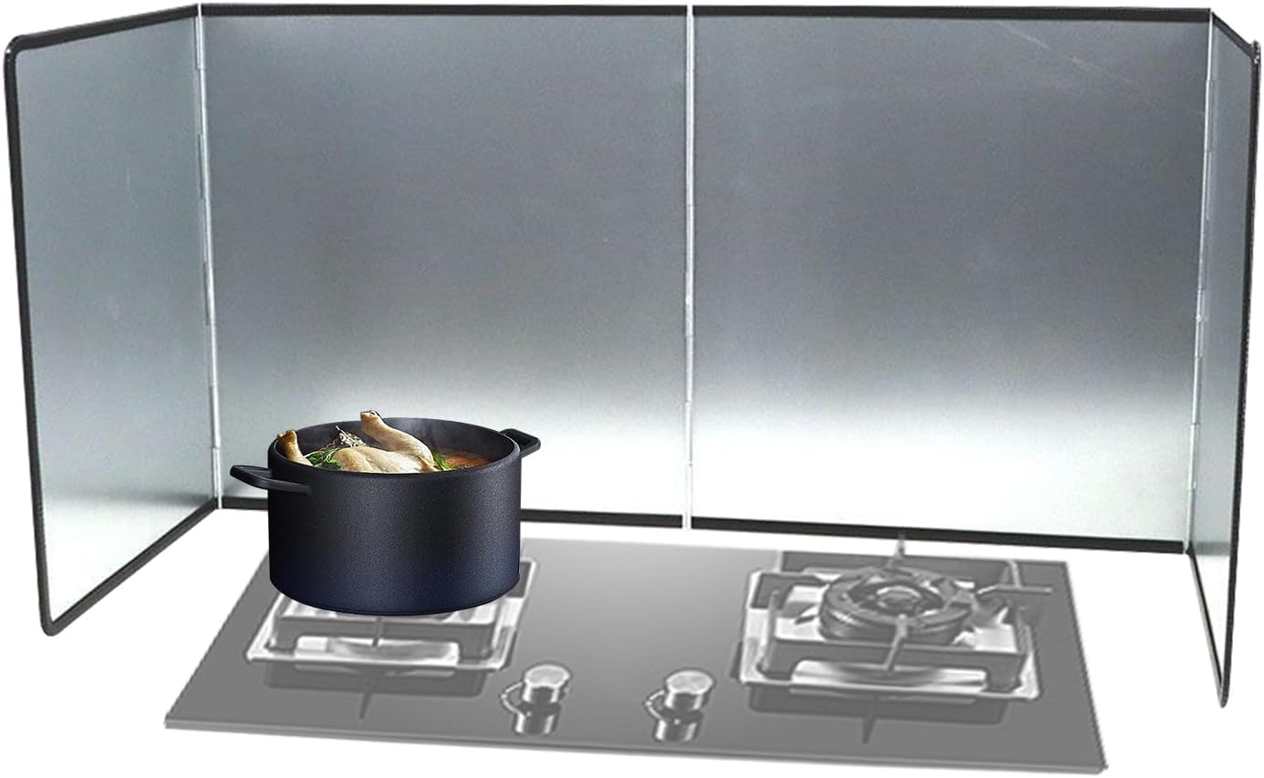 Safe Guard - L 38x40x2cm Stainless Steel Screen, Fine Mesh Grease Shield Protector, Heat Resistant Frying Pan Cover | Kitchen Oil Splash Stopper for Cooking Food Dish Fryer Wall