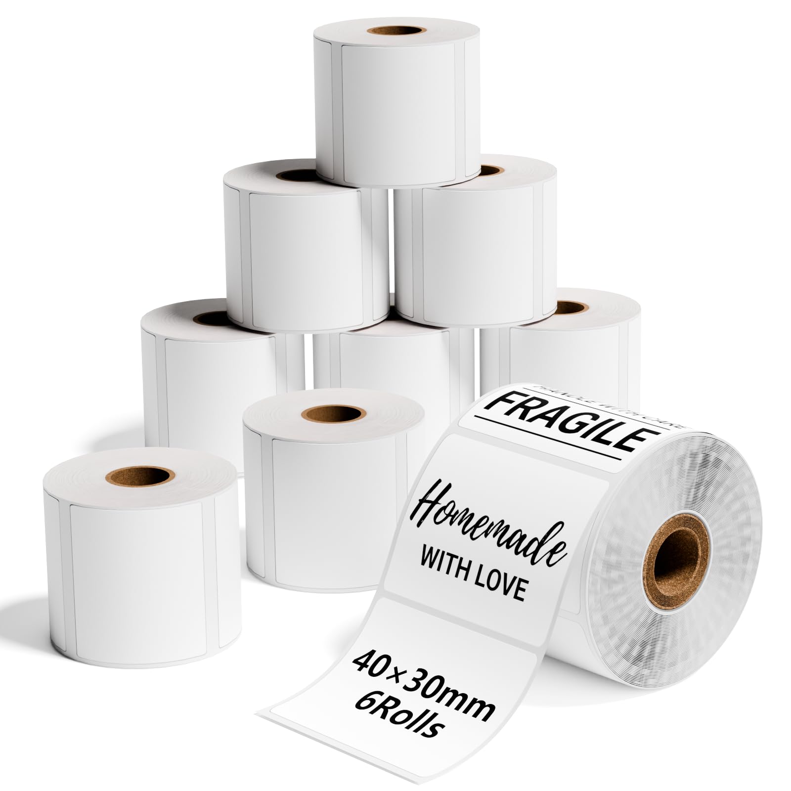 Phomemo 9 Rotoli Etichette M110 Etichette,Etichetta Autoadesiva Multifunzionale, 1,57"x1,18"(40x30mm),Compatibile con le stampanti Phomemo M110 M200 M220 M120 M221, 230 etichette/rotolo,9 Rotoli