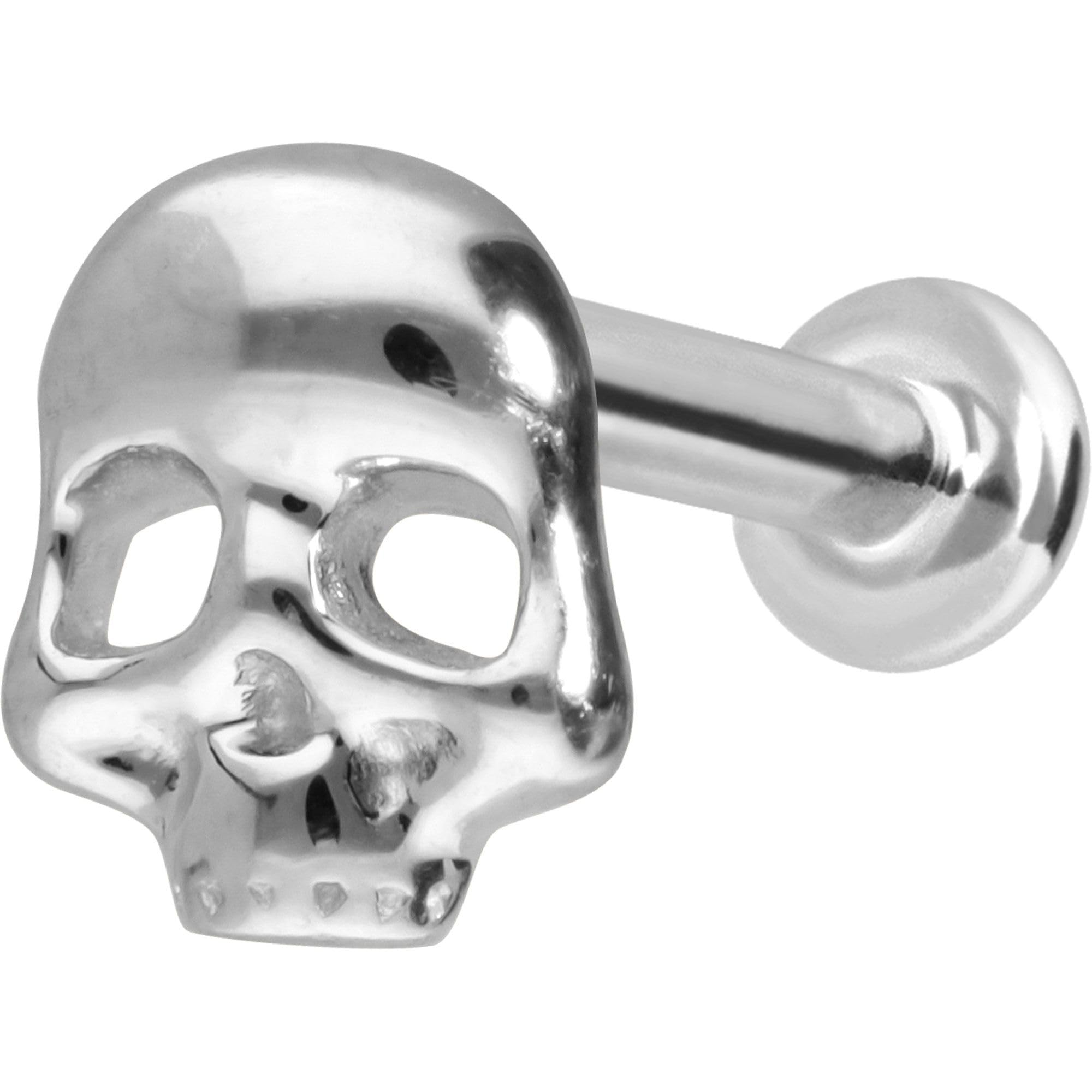 PIERCINGLINE Piercing Stecker 14 Gold Labret mit Push Fit TOTENKOPF 585er Gold - Roségoldfarben, Goldfarben, Silberfarben