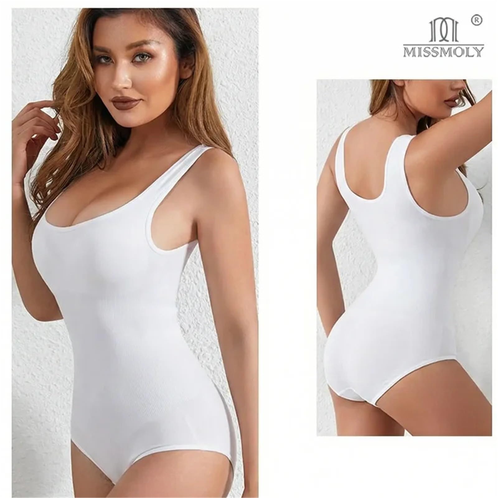 Body da Donna Shapewear Cintura Larga Slip Traspirante Intimo Dimagrante Lingerie Soft Butt Lifter Shaper per Modellare Il Corpo(Ivory,L)