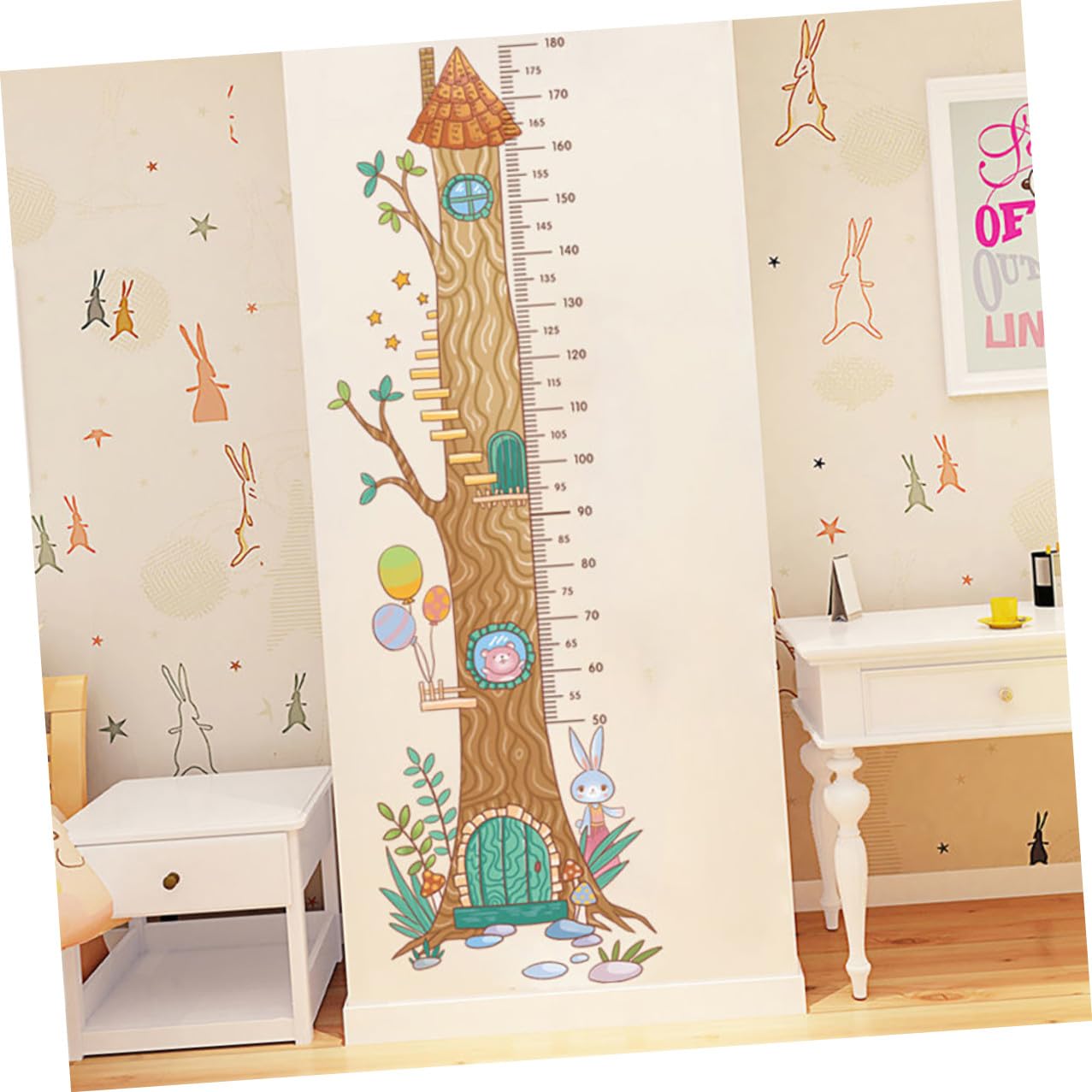 LABRIMP Growth Chart Wall Decal Self-Adhesive Height Measurement Sticker for Nursery and Playroom Accurate Hanging Height Ruler for Smooth Walls Doors and Furniture Fun DIY Decoration
