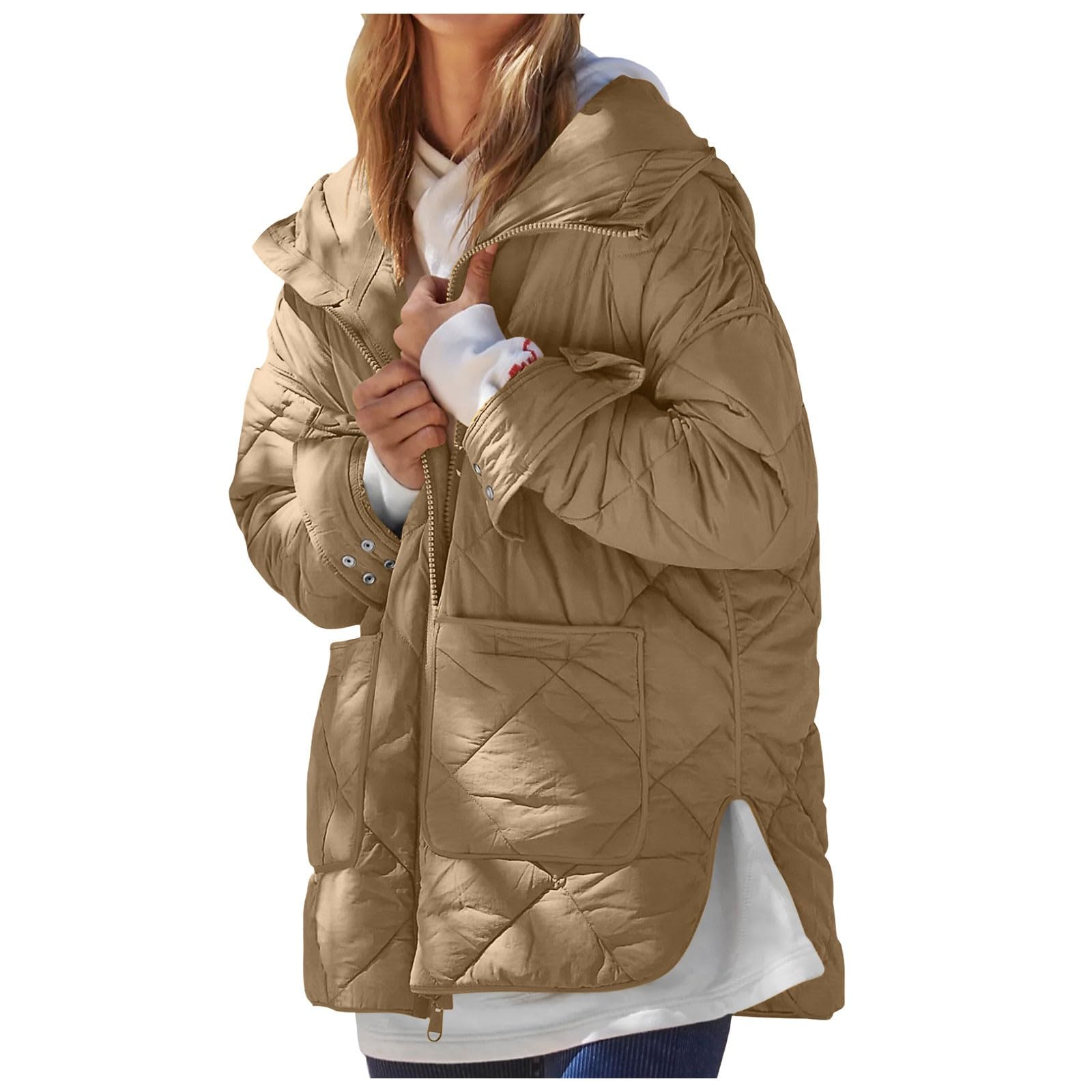 Piumini Donna Invernali, Giubbotto Donna Autunnale con Zip Mezza Stagione Trapuntato Piumino Ripiegabile Imbottito Elegante Invernale Caldo Antivento Giubbino per Quotidiano Viaggio