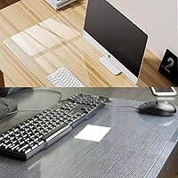 Vista 5 de Protector de PVC transparente de 0.039 in de grosor, resistente al agua, de plástico, rectangular, antideslizante, para mesa de café, escritorio
