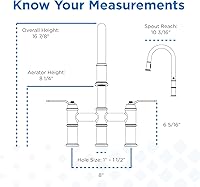 Vista 6 de Kinzie 2H Bridge Grifo de cocina desplegable 1.75gpm bronce cepillado