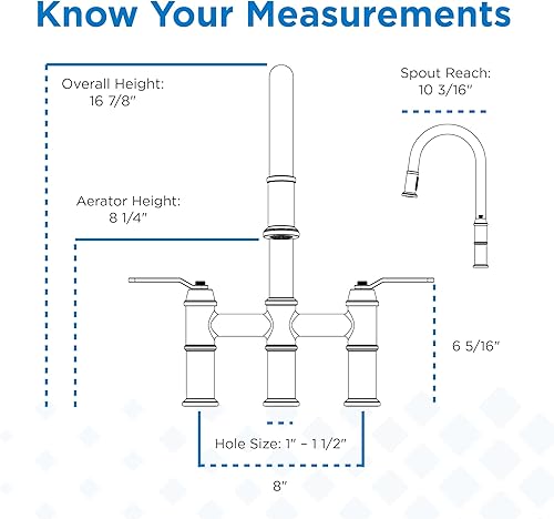 Miniatura 6 de Kinzie 2H Bridge Grifo de cocina desplegable 1.75gpm bronce cepillado