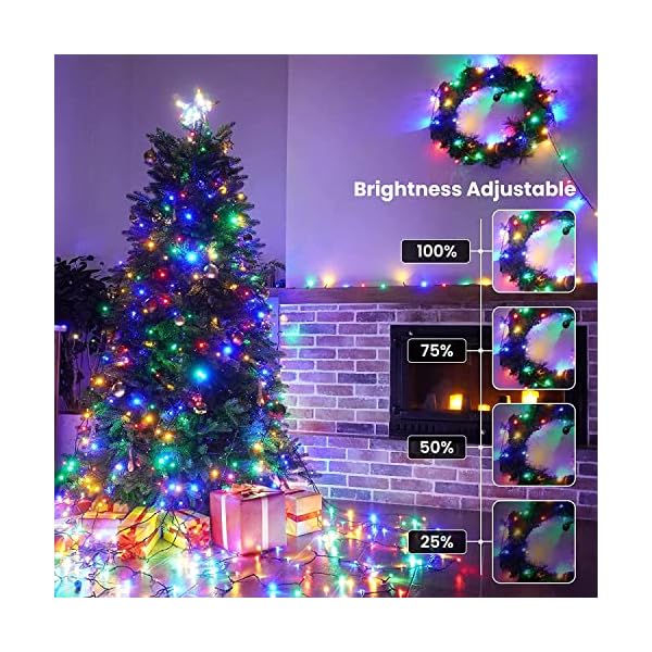 Qedertek Lichterkette Weihnachtsbaum 20M 200 LED Weihnachtsbeleuchtung Außen/Innen Strombetrieben, Warmweiß & Bunt… – Bild 5