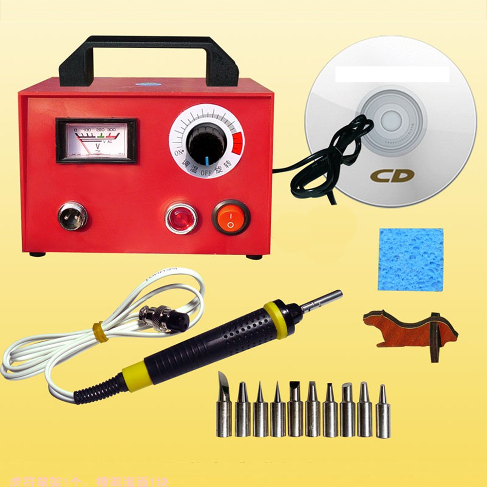 ele ELEOPTION 220V 60W Pyrography Machine Gourd Wood Burning Heating Copper Pen Tools Kits