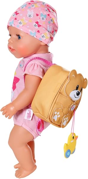 BABY Born Zapf Creation 834961 Kindergarten Rucksack Set 36 cm - gelber Puppenrucksack in Bärenform mit Lunchbox und Trinkflasche. - 5