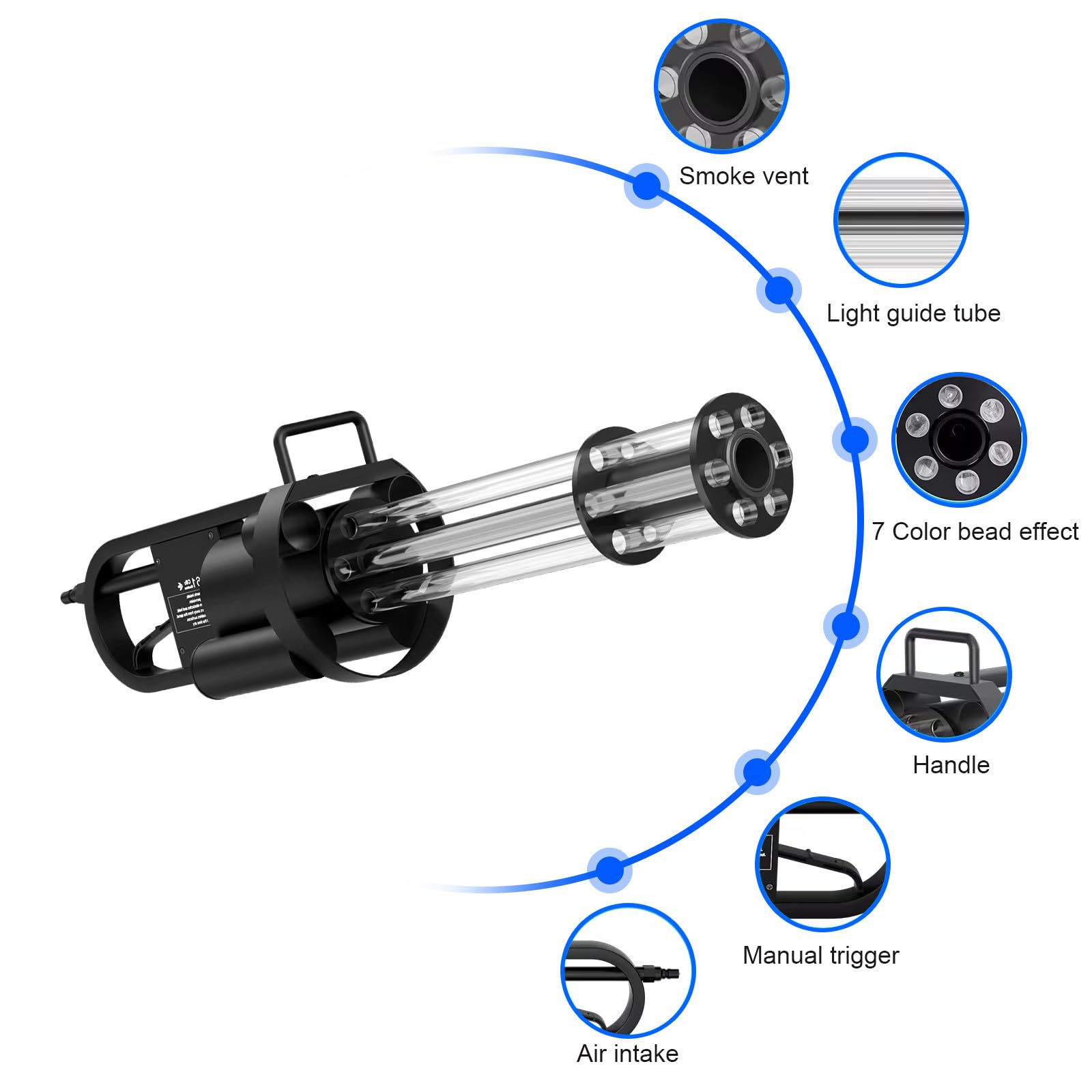 Máquina Jet CO2 LED Profesional, Cañón de Humo CO2 con Luces LED Multicolor Rotativas, Efecto Especial para Bares, Discotecas, Salas de Concierto, Eventos y Bodas, Alcance 8-10m