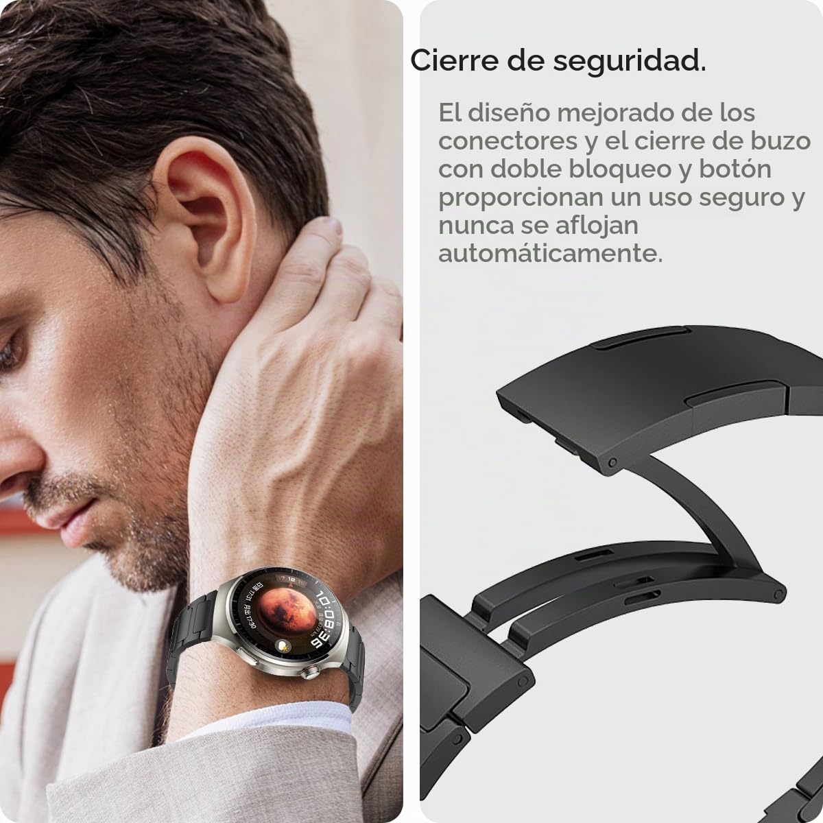 Miimall Correa de Acero Titanio para Huawei Watch 4 Pro Elite, Ultimate Design, GT4 - Ajustable y de Metal