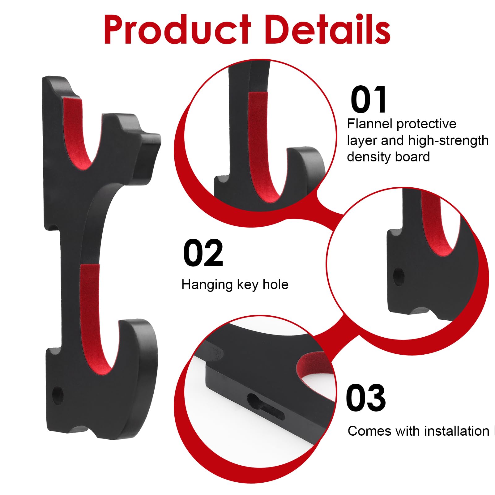 2 soporte katana pared de madera con ganchos acolchados ajustables, Soporte espada pared universal para katana real acero afilada wakizashi, tanto y sable cosplay, soporte de pared para espada samurái - 5