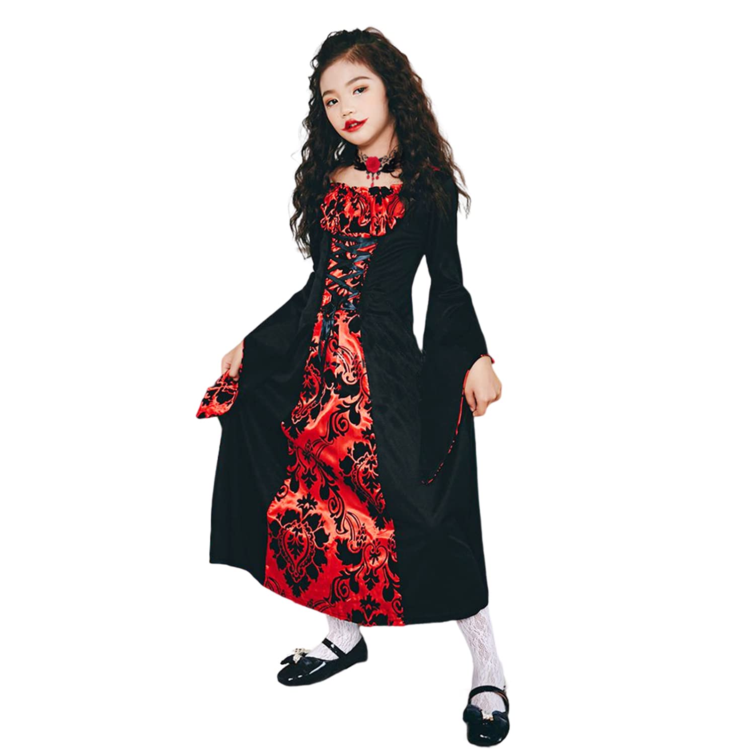 Photo 1 of Ficlwigkis Pioneer Girl Dress Colonial Prairie Costume Kids XS (5-6Years) Yellow& Vampire Girls Halloween Costumes