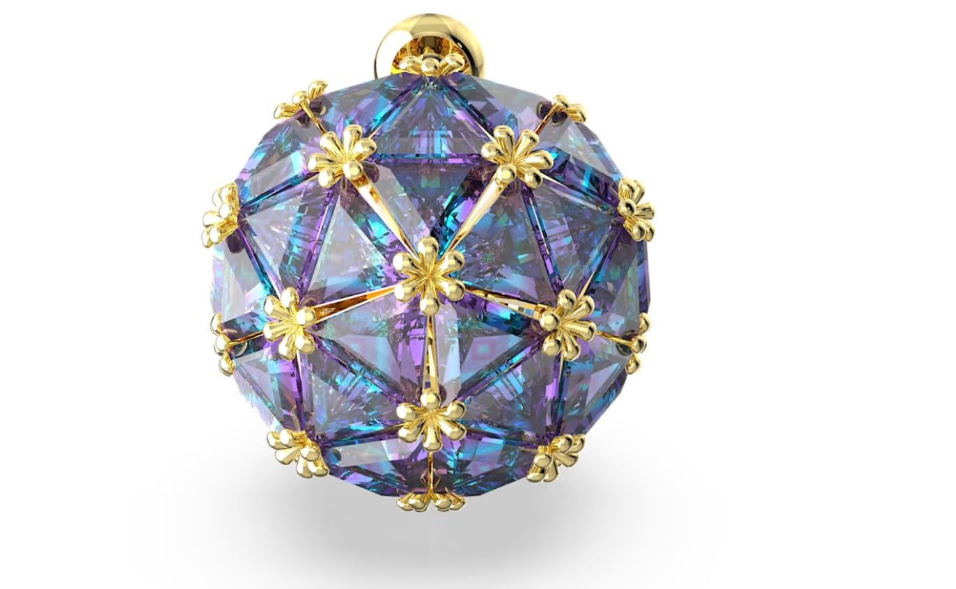 Curiosa stud earring, Single, Triangle cut, Purple, Gold-tone plated