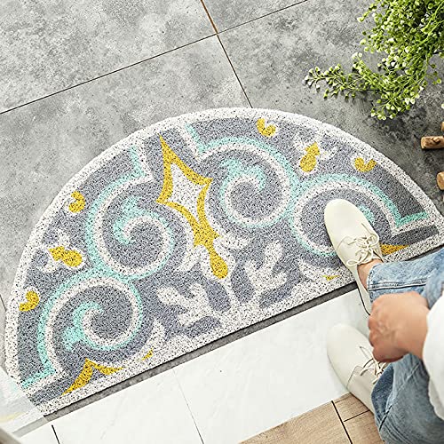 HelloTree Creative Semi-Circular Area Rug Anti Slip Door Mat Rainbow Sun Printing Floor Mats Bedroom Carpet Rugs Entrance Doormat - Suzuran, 17.7"x35.4"