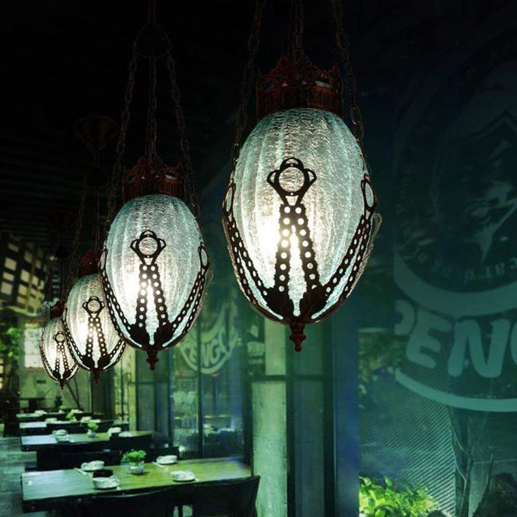 Daoke Chandelier, Pendant Lights, V-Intege Color Glass Single Head Small Small Creative Personality Bar Cafe Restaurant Chandelier (Color : E)